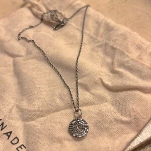 Mini Black Diamond Disc Pendant Necklace